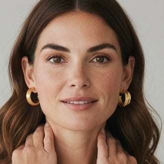 Small Overlap Hoop Earrings - 24K Gold Plated