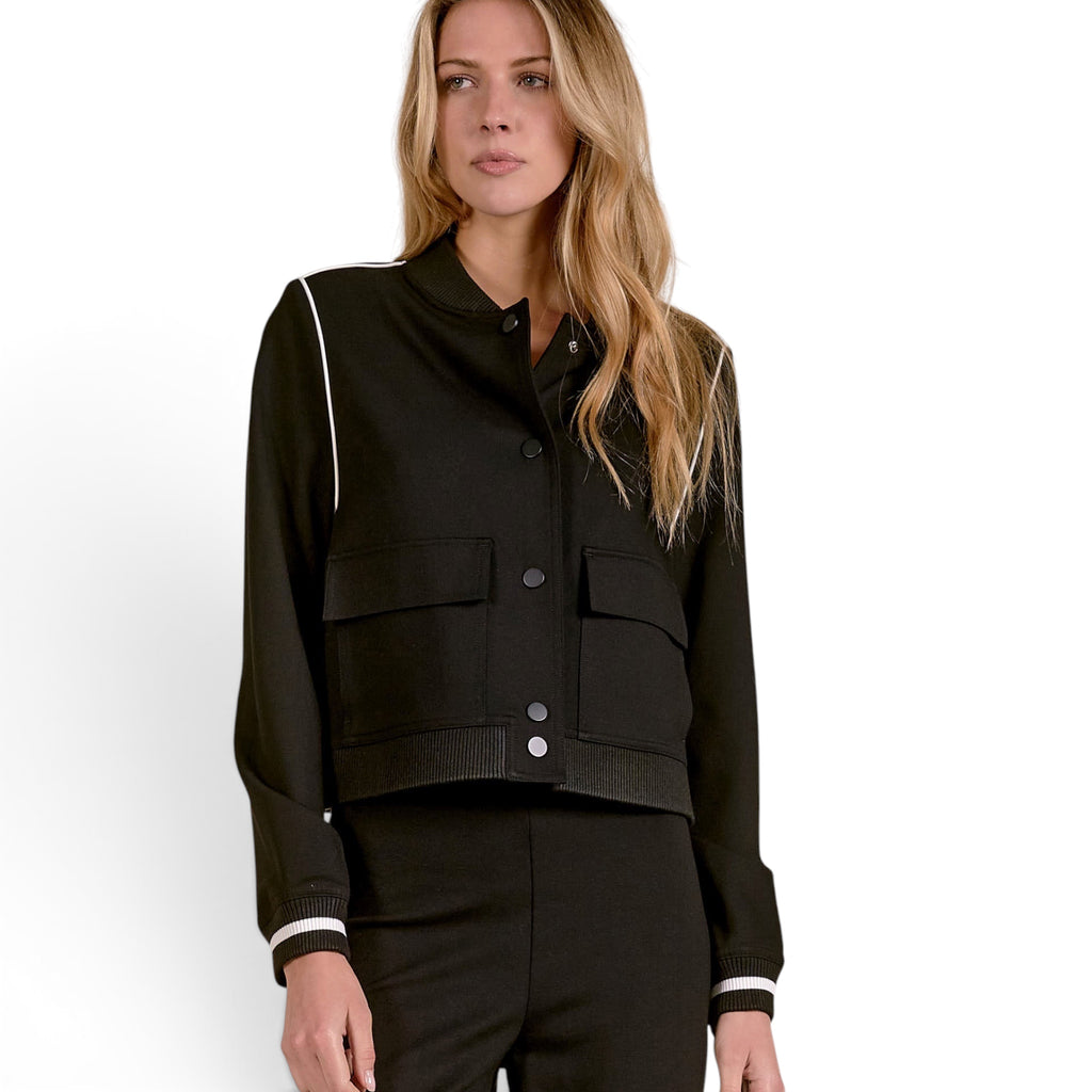 Elan Contrast Black Bomber Jacket