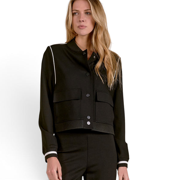 Elan Contrast Black Bomber Jacket