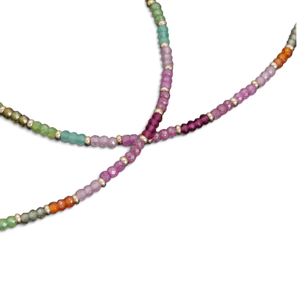 Multi-Color Cubic Zirconia Faceted Bead Necklace