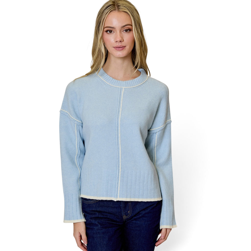 Baby Blue with White Stripe Sweater