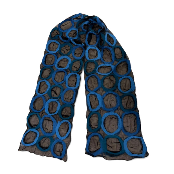 Handcrafted Nuno Felted Silk Scarf Ombré Ring Pattern
