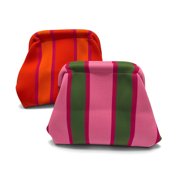New Knitted Striped Dumpling Clutch