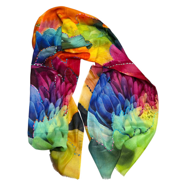 Colorful Floral Embroidered Scarves