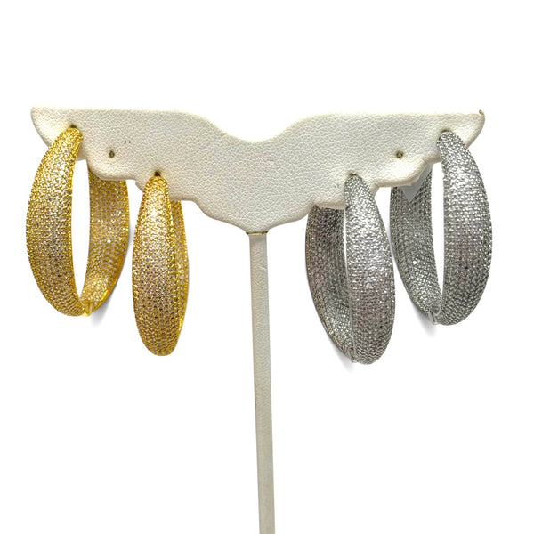 Cubic Zirconia Inside Out Hoop Earrings