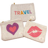 Set of 3 Knit Canvas Zip Pouches