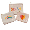 Set of 3 Knit Canvas Zip Pouches
