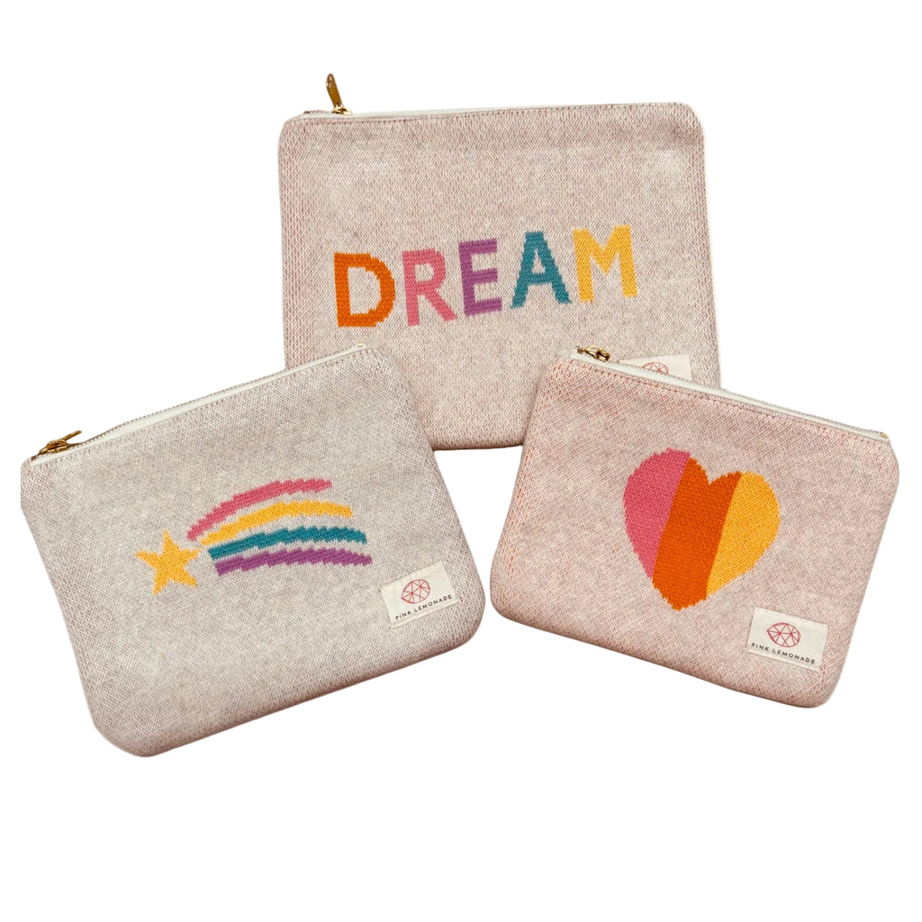 Set of 3 Knit Canvas Zip Pouches