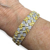 Open Satin Gold Cuff with CZ