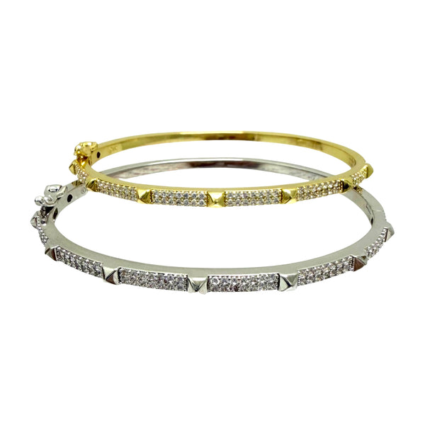 Elegant CZ and Pyramid Shapes Bangle Bracelet