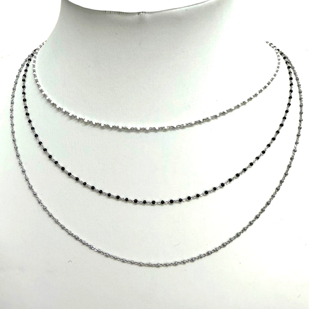 Bibi Tiny 2MM Silver Wire Wrapped Beaded Necklace