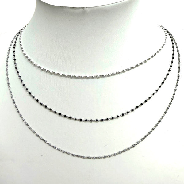 Bibi Tiny 2MM Silver Wire Wrapped Beaded Necklace