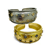 Textured Cuff Bracelet with Crystal Clover Detail