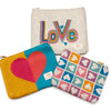 Set of 3 Knit Canvas Zip Pouches