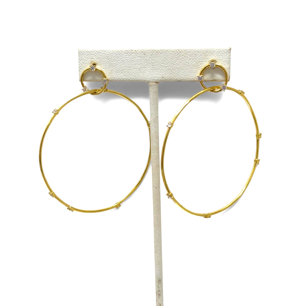 Gold Linked Hoop With CZ Accents