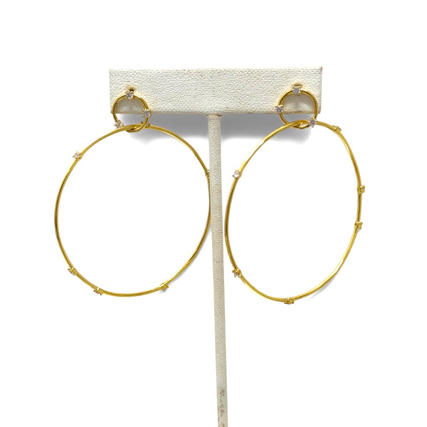 Gold Linked Hoop With CZ Accents