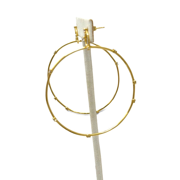 Gold Linked Hoop With CZ Accents