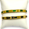 Goldtone Square Color Crystal Bangle Bracelet