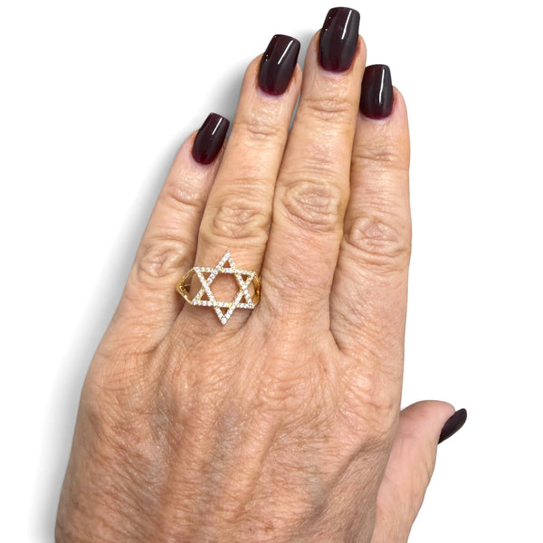 Star of David Pave Double Row Ring