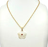 Mother of Pearl Flower Charm With Ruby Red Center Stone