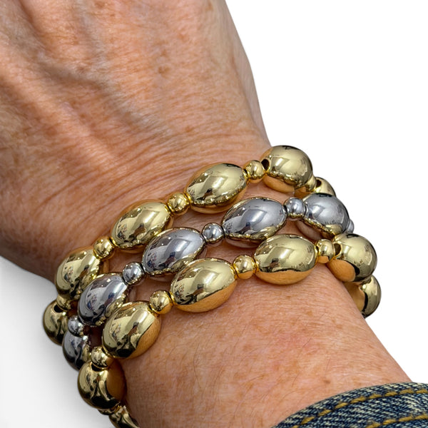 12mm Oval and 4mm Stretch Ball Bracelets