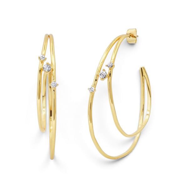 Double Hoop and CZ Earrings
