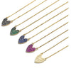 Colorful Dainty Pave Heart Necklace
