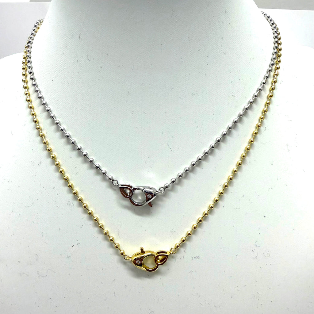 Pavé Carabiner Clasp Ball Link Chain Necklace