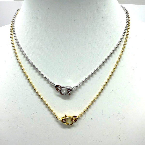 Pavé Carabiner Clasp Ball Link Chain Necklace