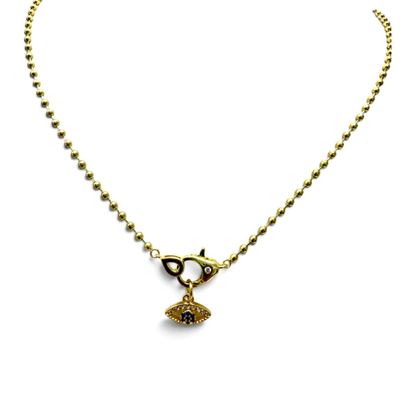 Pavé Carabiner Clasp Ball Link Chain Necklace