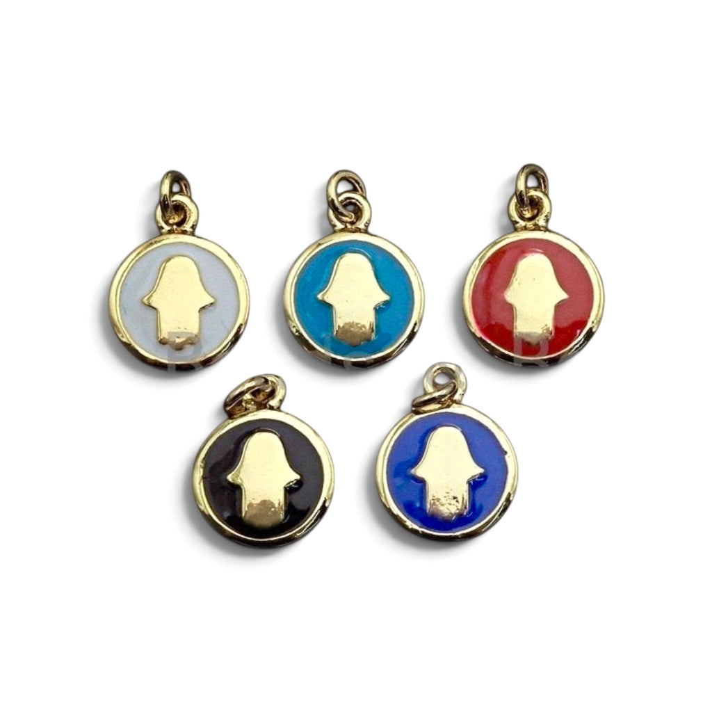 Enamel Hamsa Hand Pendant