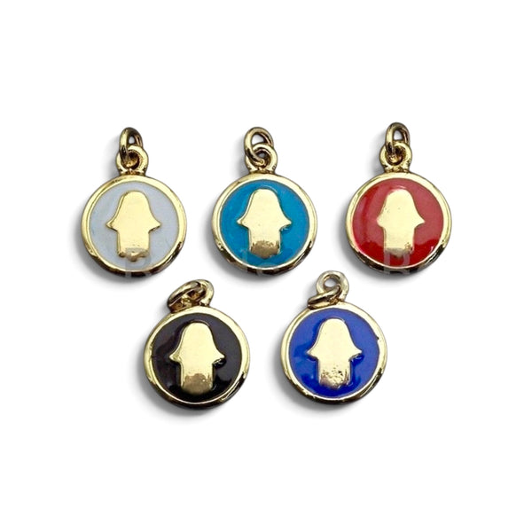 Enamel Hamsa Hand Pendant