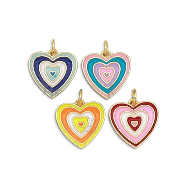 Colorful Enamel Triple Heart Pendant