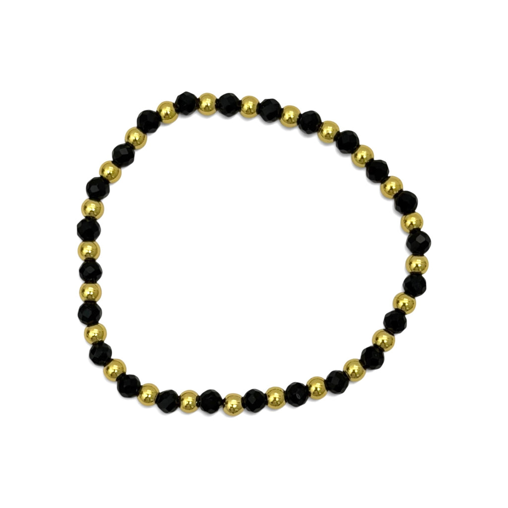 Black Quartz /Gold Stretch Bracelets