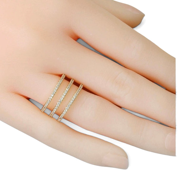 CZ Triple Line Adjustable Ring