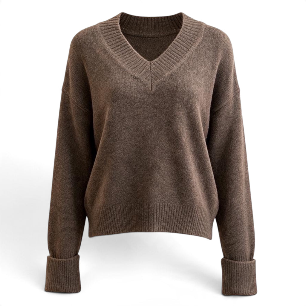 Wynnie Brown V-Neck Sweater by Susie D