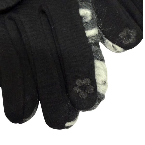 Embroidered Swirl Yarn Smart Touch Gloves