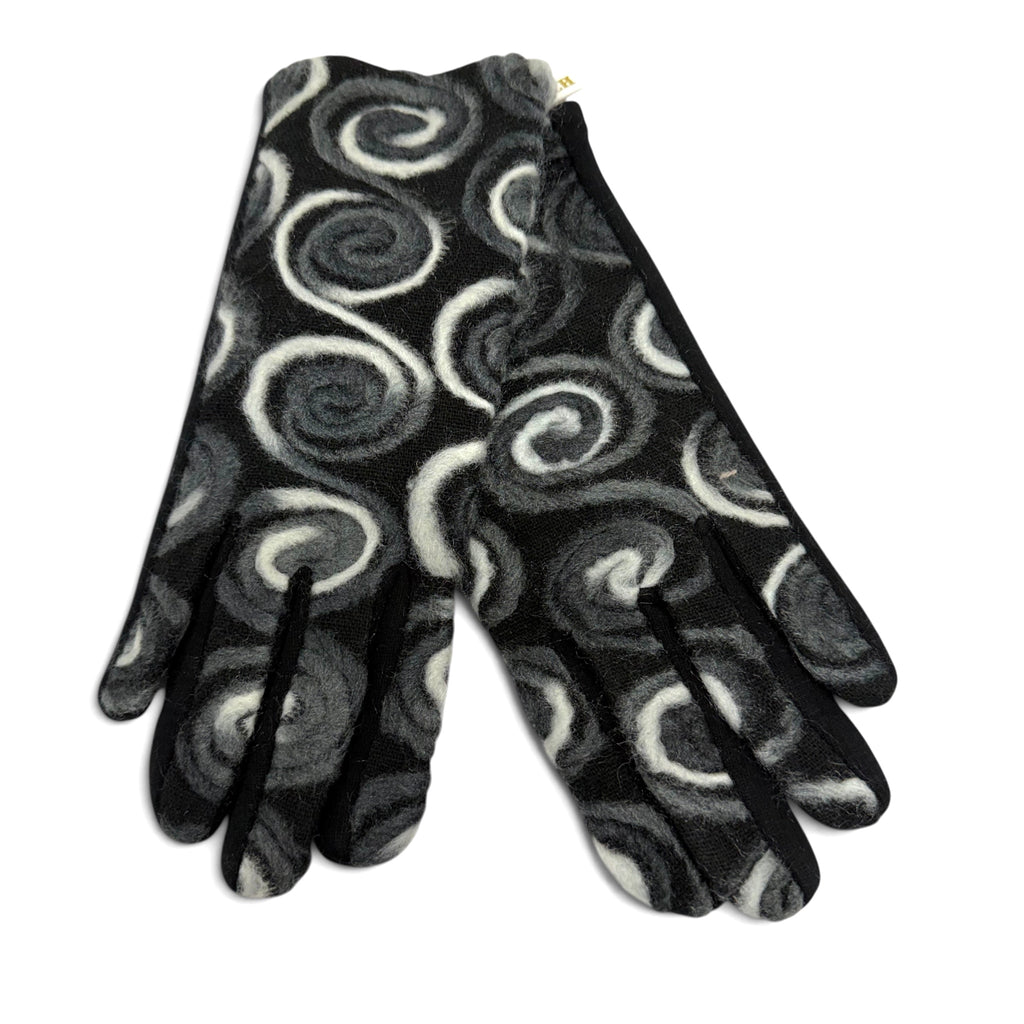 Embroidered Swirl Yarn Smart Touch Gloves