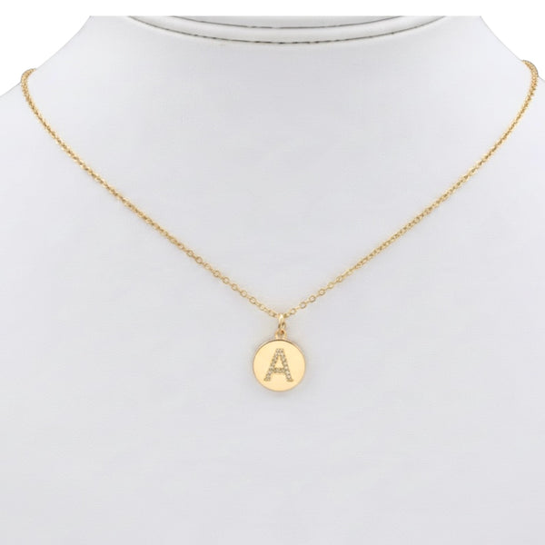 Round Disc Pave Initial Charms
