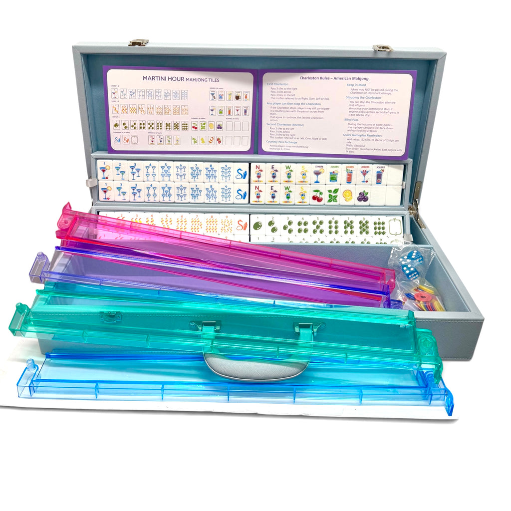 Martini Hour Mahjong Set In Pearlized Blue