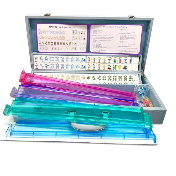Martini Hour Mahjong Set In Pearlized Blue