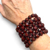 Set of 6 Burgundy Beaded Stretch Bracelets