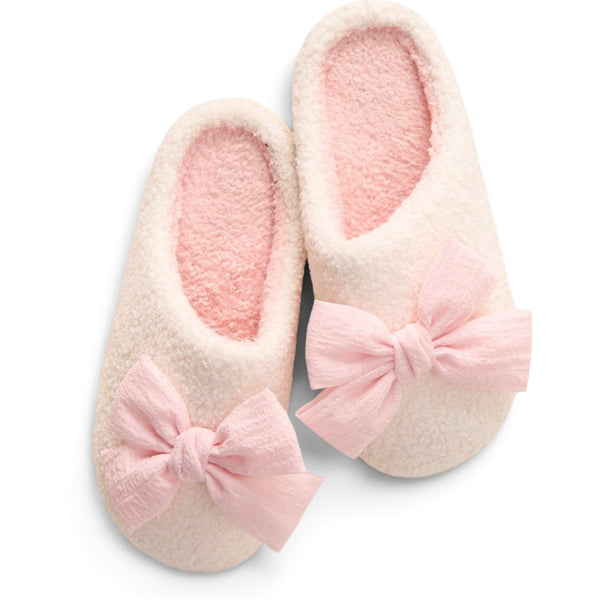 Betty Bow Blush Fuzzy Slippers