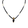 Delicate Pear Shape Stone Pendant on Beaded Chain