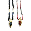 Delicate Pear Shape Stone Pendant on Beaded Chain