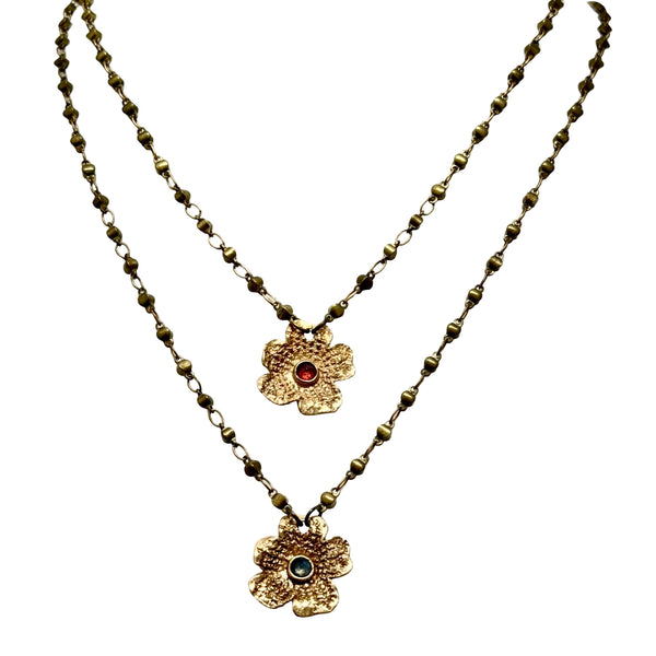 Lace Flower Necklace with Gemstones