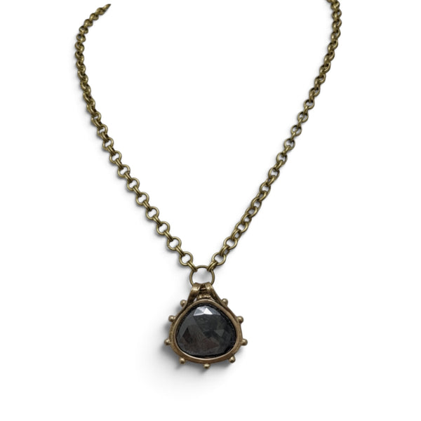 Pear Gray Sapphire Pendant Necklace