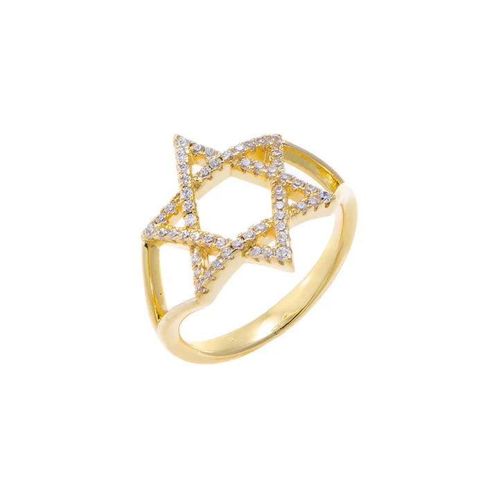 Star of David Pave Double Row Ring