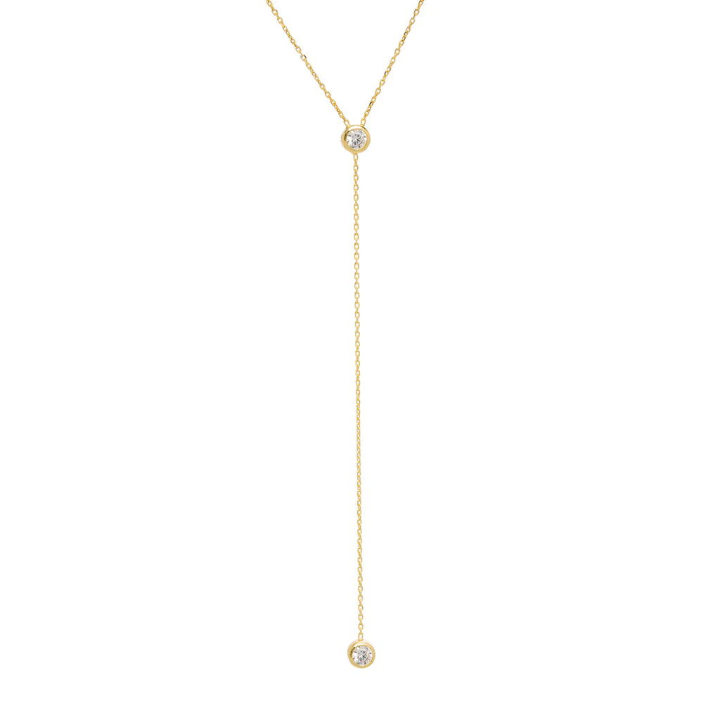 CZ Double Bezel Y Necklace