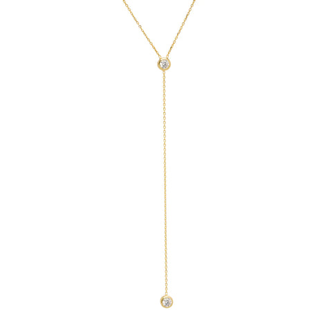 CZ Double Bezel Y Necklace